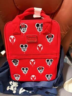 Disney Parks Loungefly Mickey Mouse Balloon Canvas Backpack Red